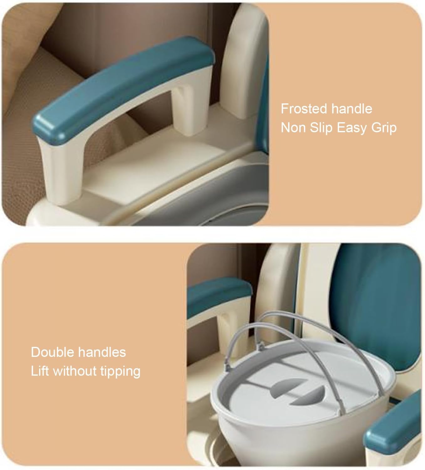 Portable Toilet, Toilet Seat Risers for Seniors with Handles, Portable Toilet for Adults, Mobile, Height Adjustable, PU Soft Cushion, Supports Weighing Up to 150kg, for Disabled