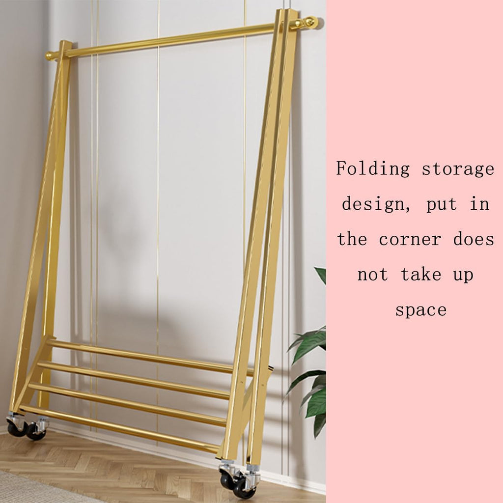 Portable Clothes Rack, Rolling Garment Rack with Wheel, Modern Simple Heavy Duty Clothing Rack, Floor-Standing Shoes Bags Clothes Organizer Storage Shelves
