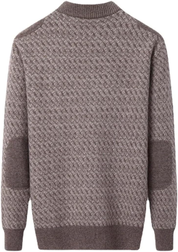Men's Sweater 100% Cashmere Half High Neck Decorative Zipper Pullover Thickened Jumper