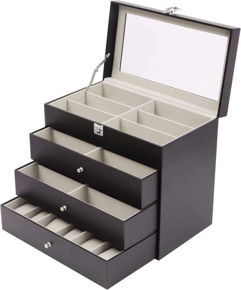 27-Grid Eyewear Organizer Case - Sunglasses & Eyeglasses Storage Display Box, Non-Breakable Design, Perfect for Home & Travel, Keeps Glasses Safe & Neat