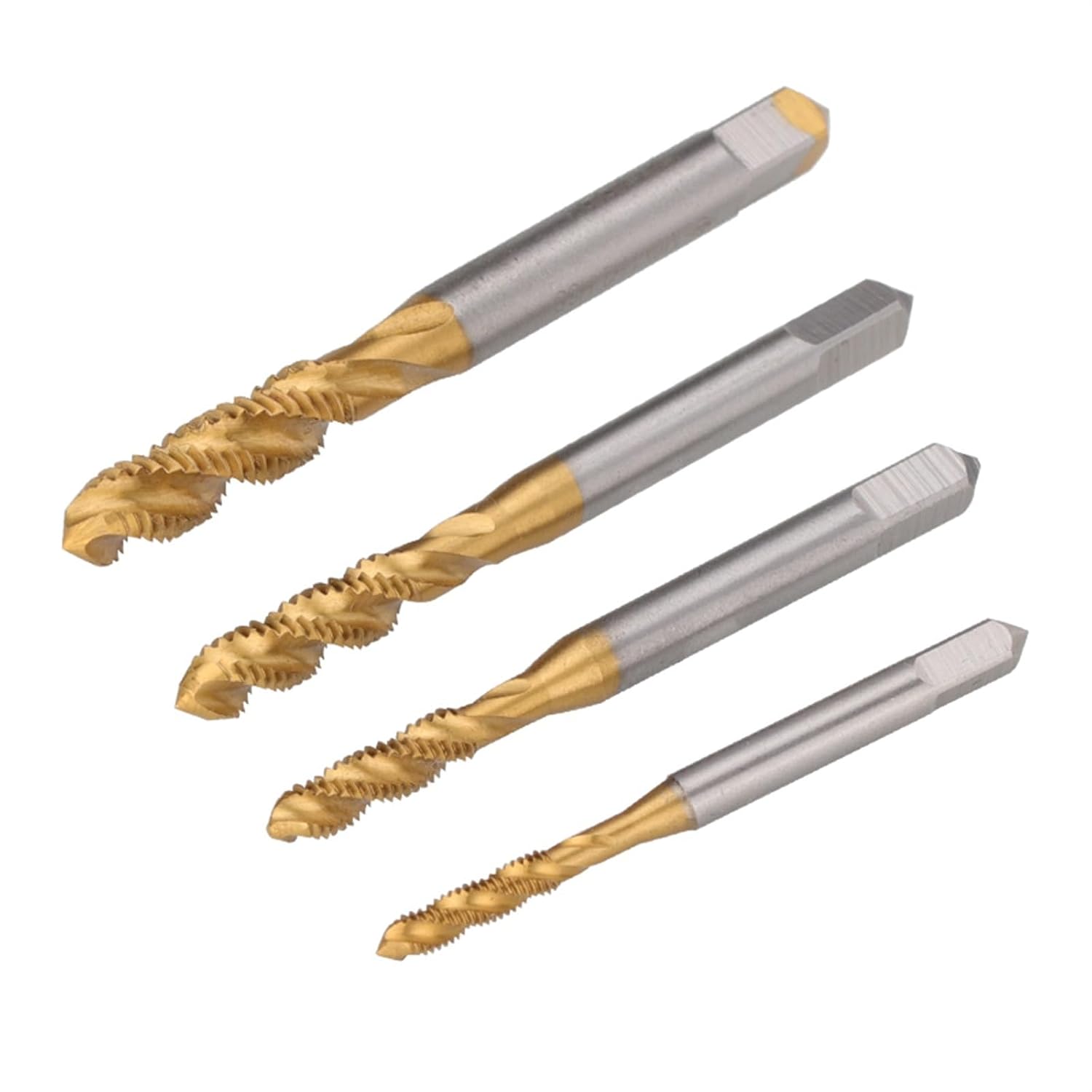 4pcs Spiral Pointed Taps Set M3 M4 M5 M6 HSS Tapping Thread Forming Tap Drill Bits TiN Coated Metric Screw Tap Kit