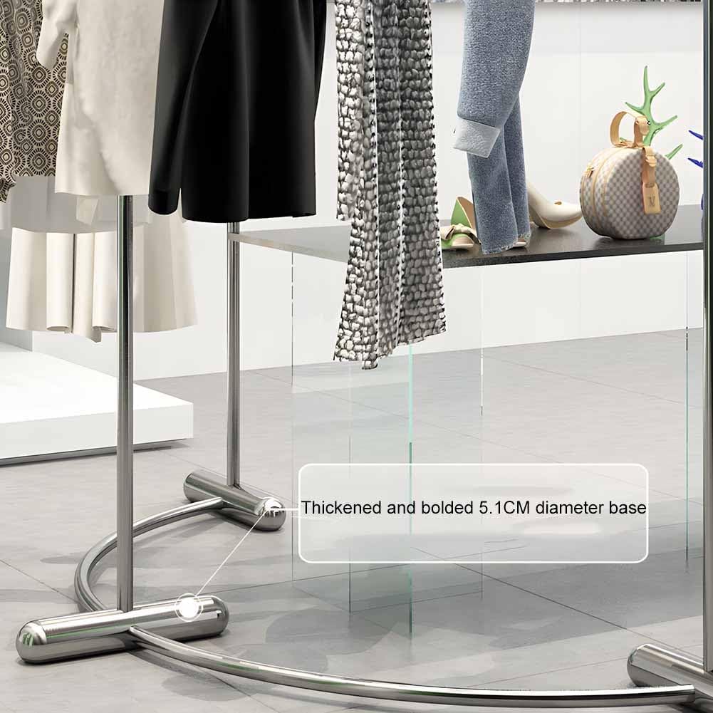 LXHELIVERY Half Round Clothes Rack, Clothing Display Rack Floor Standing Garment Rack Curved CombinationClothes Hanging Rack Used for Retail Clothing Stores(100x135 cm)
