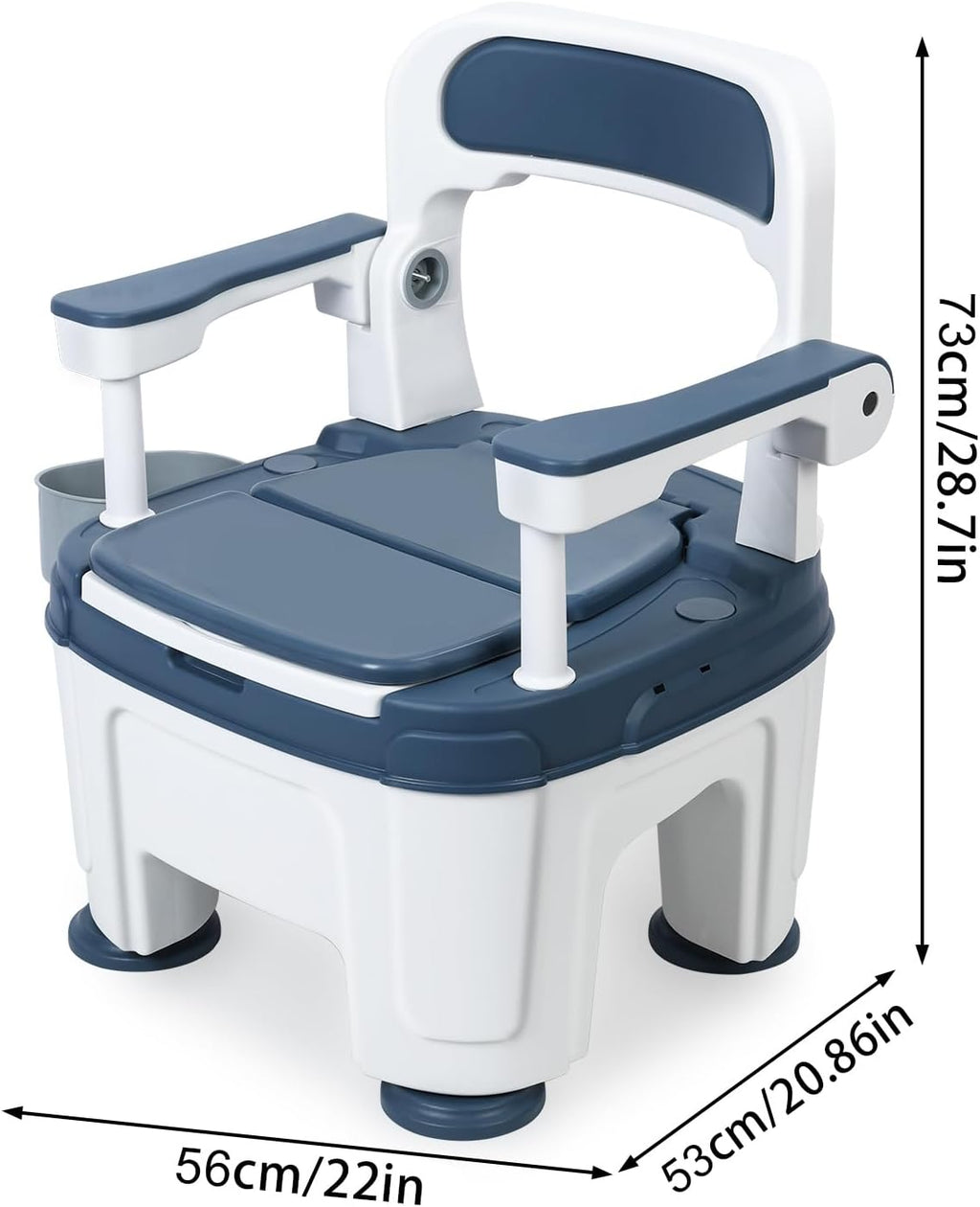 Toilet Seat Risers for Seniors, Raised Toilet Seat with Handles, Height Adjustable Mobile Load 882lb Blue