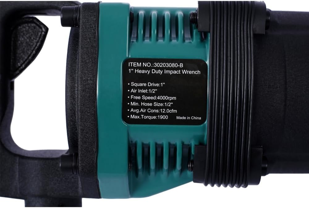 1-Inch Air Impact Wrench, High Torque Pneumatic Impact Gun for Heavy-Duty Truck & Tire Repair, Industrial Long Shank Wrench with 38mm & 41mm Sockets, 3-Speed Adjustable, 1/2' NPT Air Inlet
