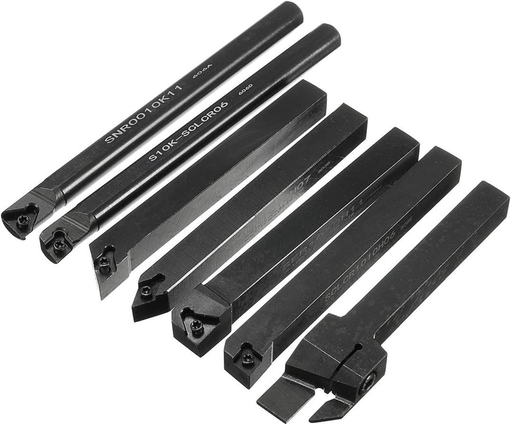 YFCDZVBH 7Pcs 10mm Shank Lathe Turning Tool Boring Bar Holder Kit， with DCMT/CCMT Carbide Insert Machine Wrench Cutter Set