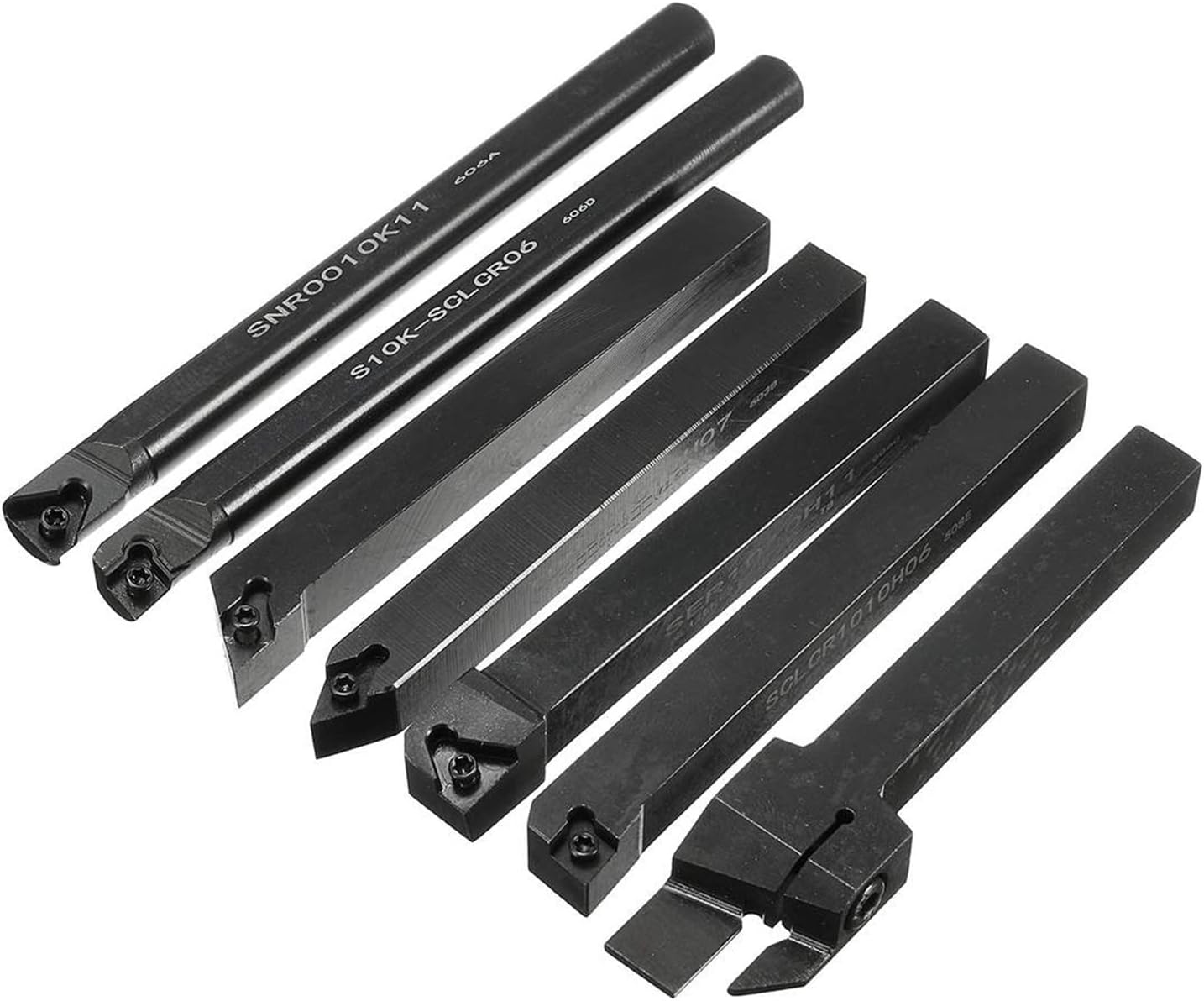 YFCDZVBH 7Pcs 10mm Shank Lathe Turning Tool Boring Bar Holder Kit， with DCMT/CCMT Carbide Insert Machine Wrench Cutter Set