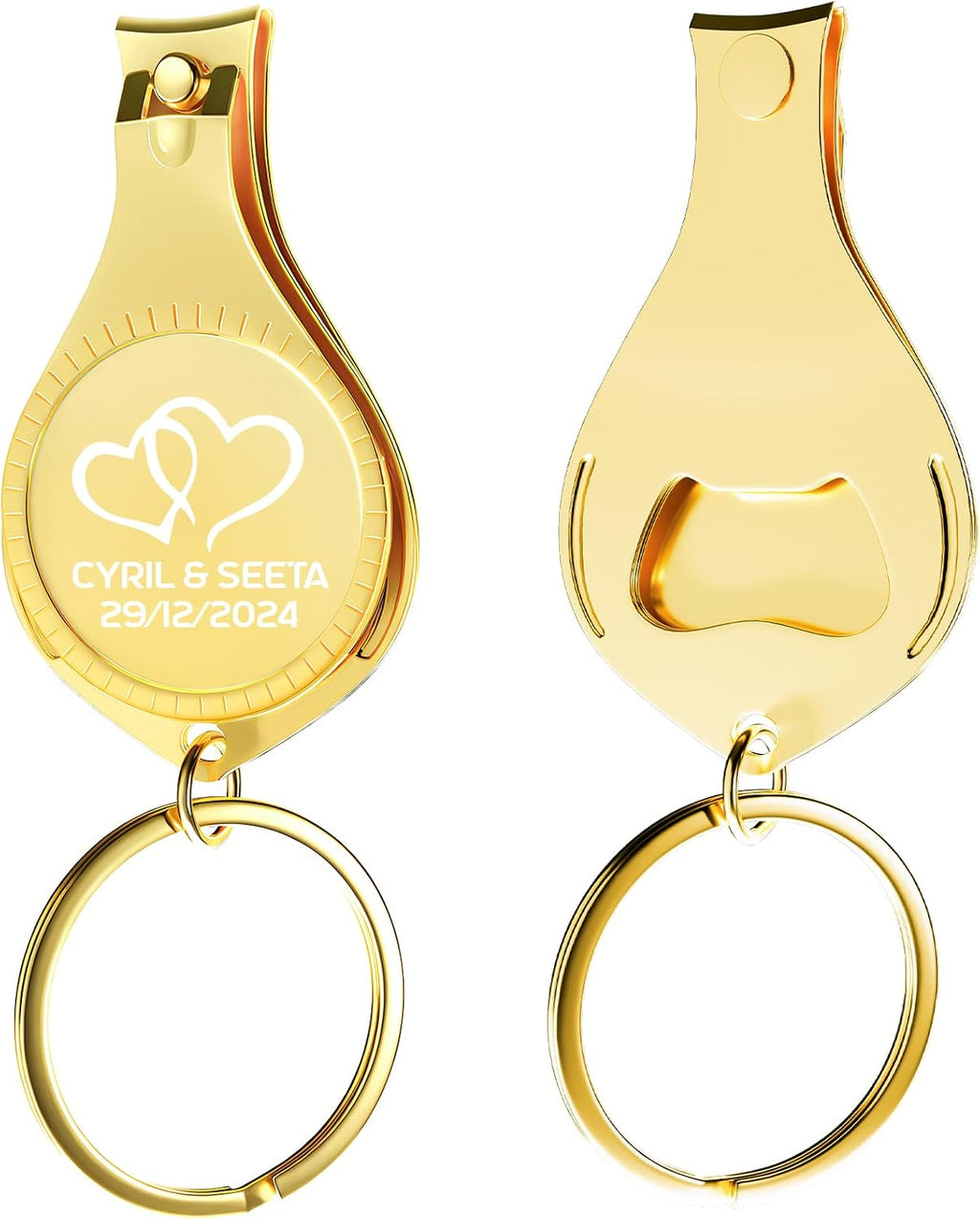 60pcs Personalized 4 in 1 Multi Function Bottle Opener, Gold Nail Clipper, Wedding Favors Brewery, Private Customized, Multitool Gifts for Men