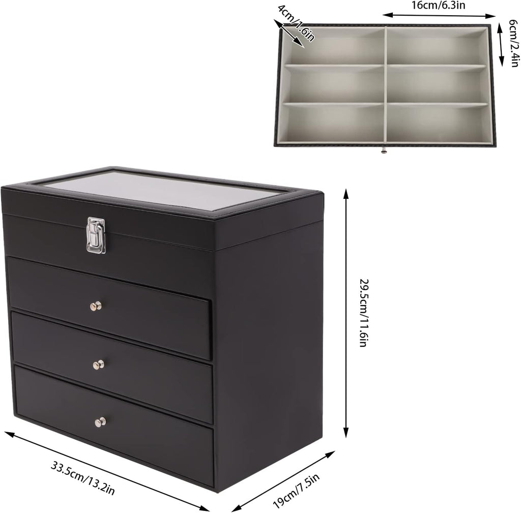 27-Grid Eyewear Organizer Case - Sunglasses & Eyeglasses Storage Display Box, Non-Breakable Design, Perfect for Home & Travel, Keeps Glasses Safe & Neat