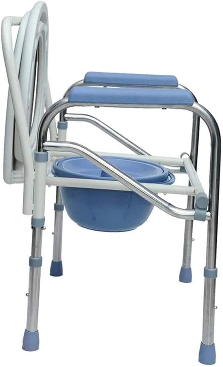 Bedside Commode Compact Folding Commode Chair Adjustable Height Toilet Seat Heavy Duty Shower Chair for Elderly Disabled