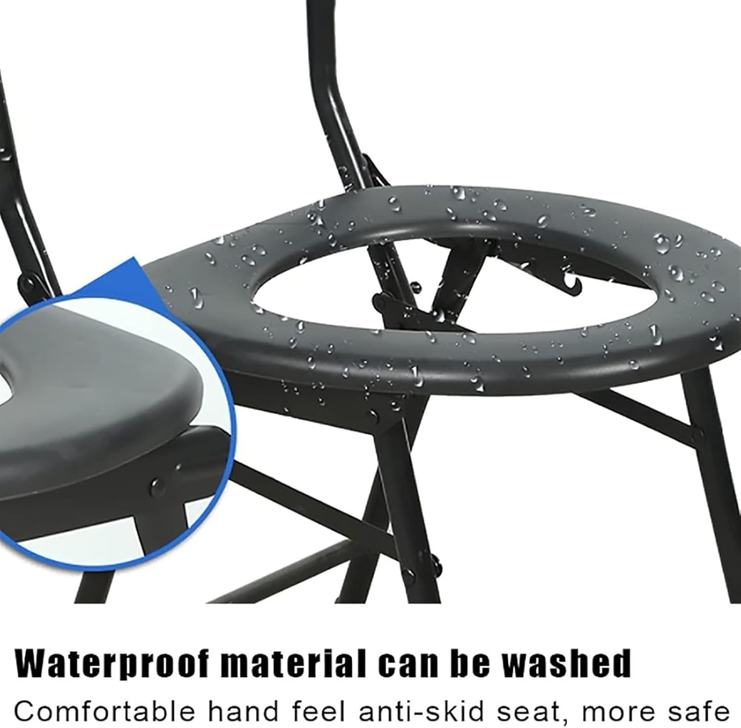 Bedside Commode,Toilet Seat with Handles Toilet Chair with Adjustable backrest Padded armrests Non-Slip feet Chromed Steel Folding for Elderly or Disabled