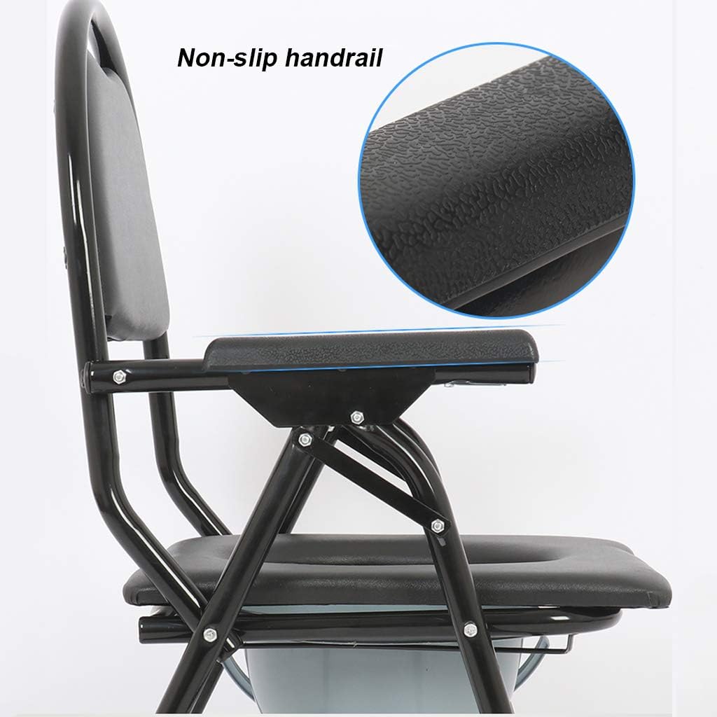 3 in 1 Bedside Commode Toilet Seat - Heavy Duty Bariatric Potty and Shower Chair for Disabled Elderly, Features Padded Cushion and Non-Slip Leg Pads for Safety and Comfort