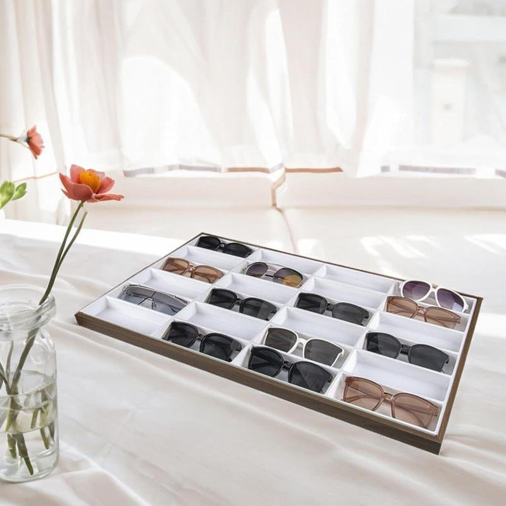harayaa Glasses Display Tray Eyewear Storage Case Large Capacity Portable Stackable Eyeglasses Organizer Box Jewelry Holder for Ring