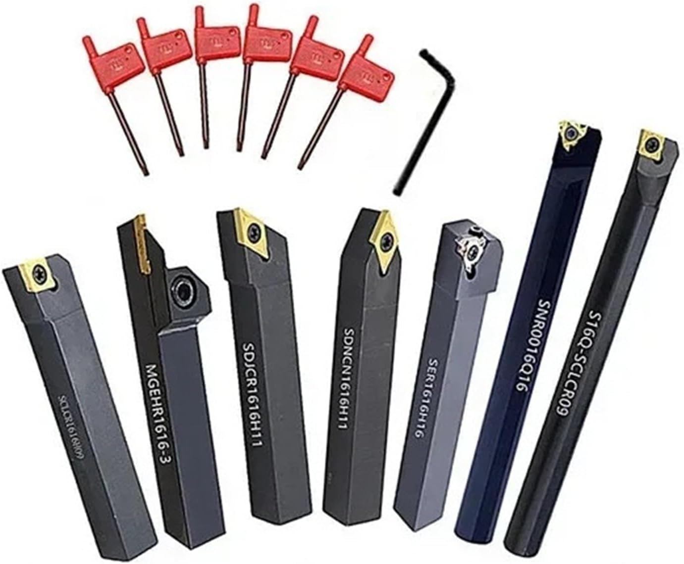 Turning Tool Set 7pcs/Set 20MM CNC Lathe Turning Tool set，Boring Bar and Inserts and Wrenches，for Turning Threading(20mm for Steel)