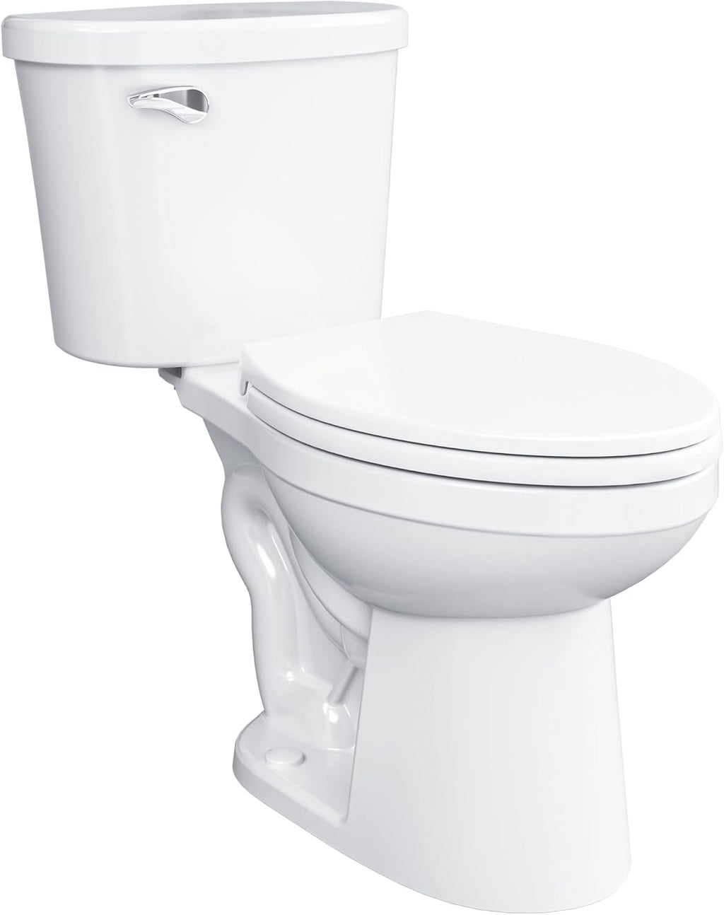 Gerber Maxwell Crest Two-Piece Toilet Elongated with 12-in Rough-in, ADA-Compliant Chair Height, High Efficiency 1.28 GPF, Soft-Close Seat and Install Kit with Wax Ring Included, White, GRS48310