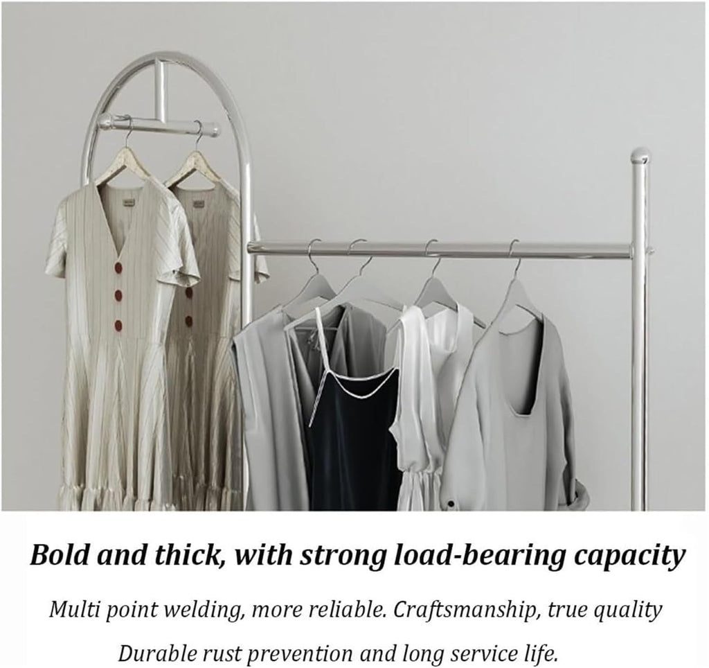 Clothes Rail Garment Rack Commercial Heavy Duty Garment Rack, Stainless Steel Clothing Rack Free Standing Coat Rack for Bedroom Clothes Drying Rack for Hanging Clothes, Silver-110x40x170cm