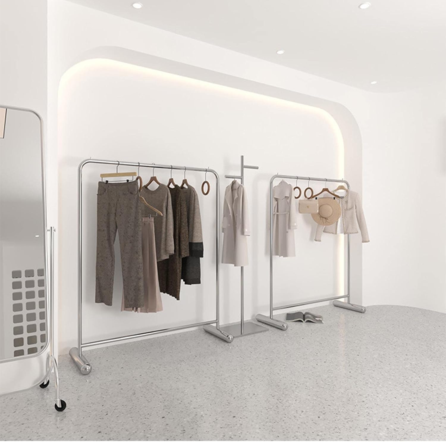 Industrial Plumbing Garment Rack Clothes Rails,Commercial Boutique Clothing Store Clothes Display Rack Heavy Duty Hanger,Multipurpose Clothes Rail Retail Store (L120*w40*h130cm)
