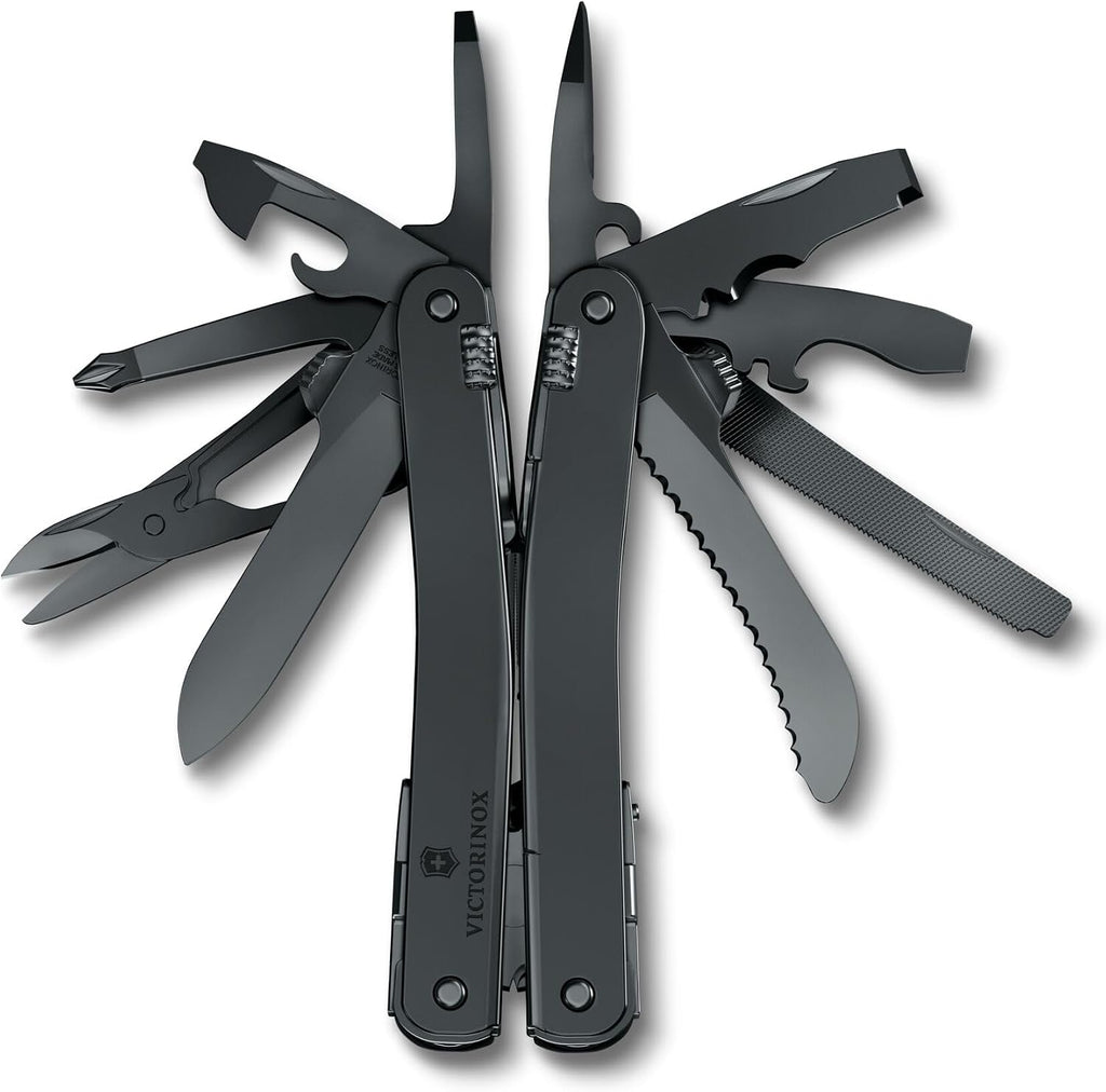 Victorinox Swiss Tool Spirit MXBS Swiss Army Knife, 24 Lockable Functions Swiss Made Multitool with Large Blade, Pliers and Wire Cutter - Black with Nylon Pouch