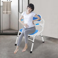 Folding Shower Chair with Armrests and Back, Grid Shower Folding Toilet Seat Adjustable Height Bathroom Wheelchair for Elderly Pregnant and Disabled
