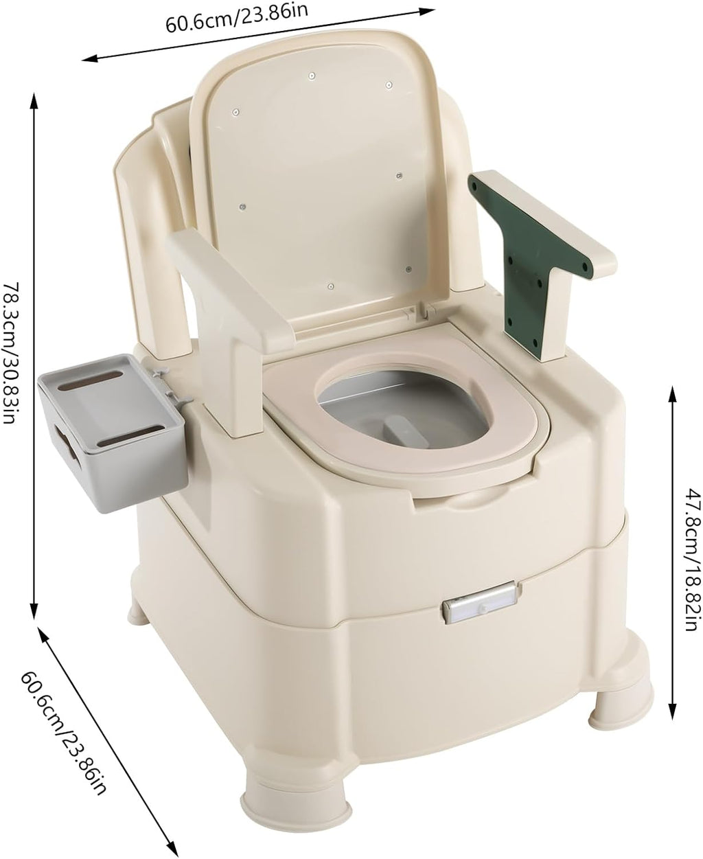 Bedside Commodes Chair, 440.92Lbs Capacity Bedside Toilet Portable Adult Potty Toilet Chair Armrests Adjustable Commode Toilet Heavy Duty Moveable Commodes w/Night Light for Home Use Nursing Centers