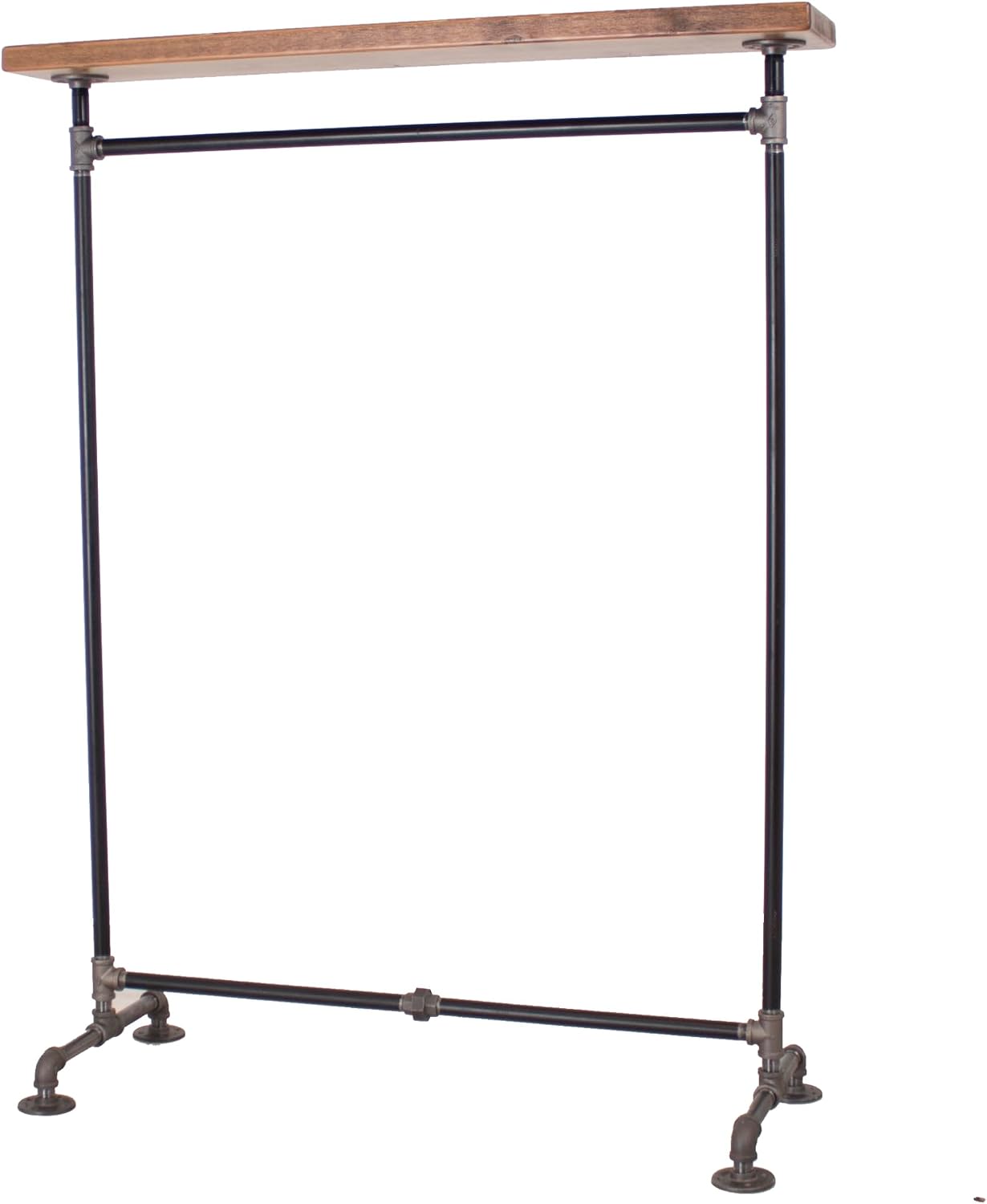 Industrial Pipe Clothing Rack with Solid Wood Top Shelf, Black, 43' W x 64' H x 17' D