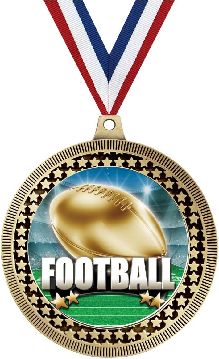 Crown Awards 2.75' Football Titan Series Medal Award, Gold Vega Football Titan Series Team Trophy Award Includes Free Neck Ribbon
