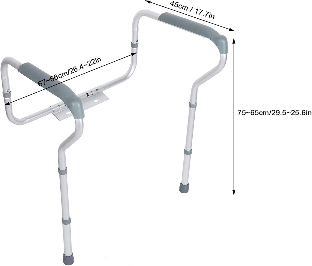 Adjustable Toilet Safety Rails for Seniors Aluminum Toilet Seat Riser, Secure rt e Easy Aess Commode Riser for Elderly