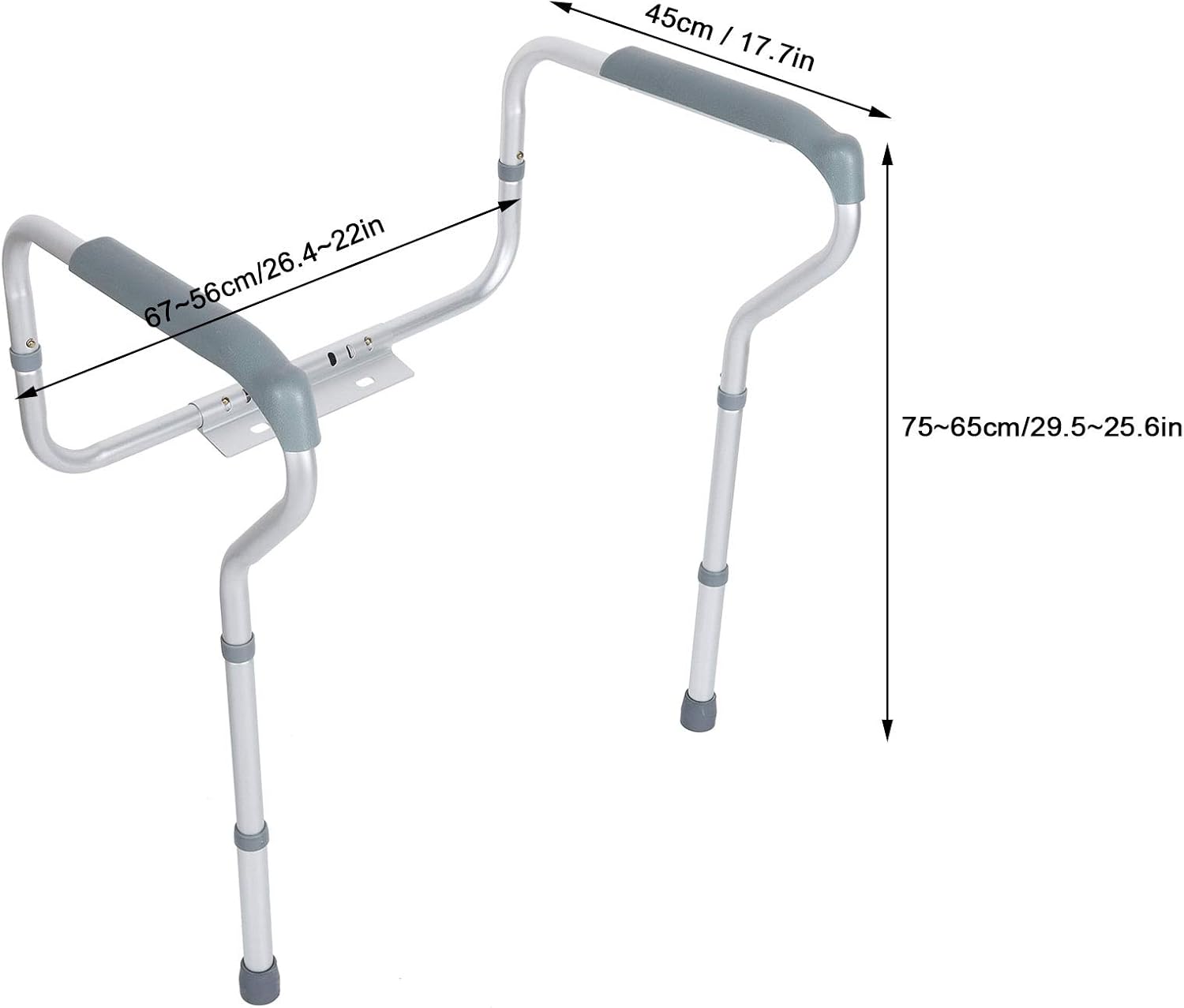 Adjustable Toilet Safety Rails for Seniors Aluminum Toilet Seat Riser, Secure rt e Easy Aess Commode Riser for Elderly