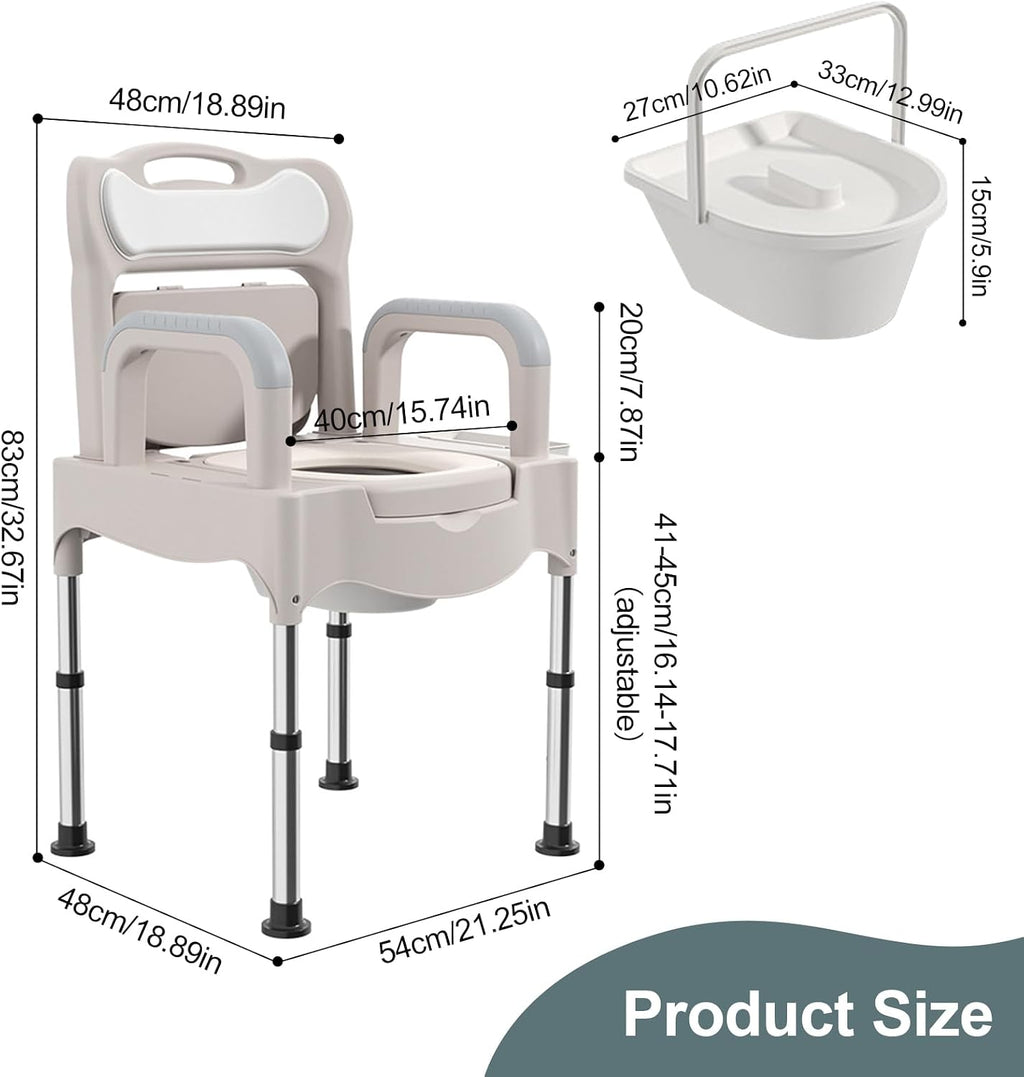 Adjustable Bedside Commode Chair for Seniors and Disabilities Ultra Wide Seat Up to 660 Lbs Capacity Height Adjustable Toilet Chair for Elderly and Disabled Blue Upgrade