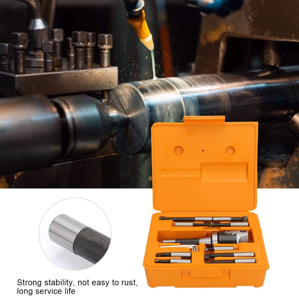 13 Pcs Indexable Metal Lathe Turning Tool, Boring Head Set, Carbide Boring Bar Set, Carbon Steel, Suitable for Semi Finishing and Finishing