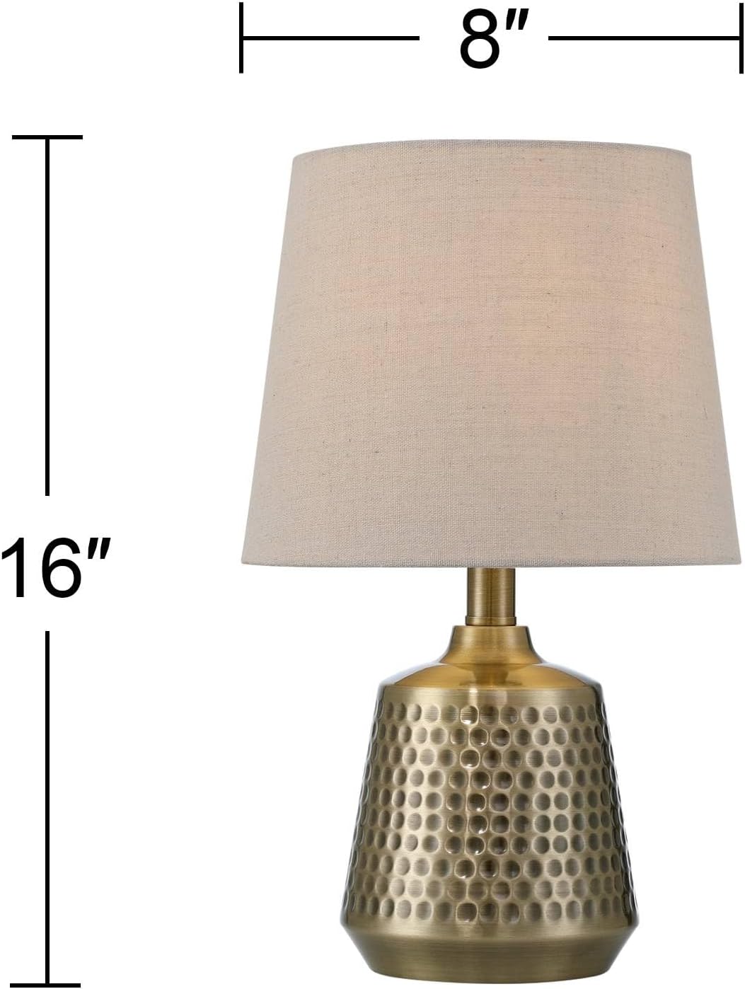 360 Lighting Argus 16' High Small Modern Accent Table Lamps Set of 2 Gold Textured Brass Finish Metal Linen Beige Shade Living Room Bedroom Bedside Nightstand House Office Home Reading Kitchen