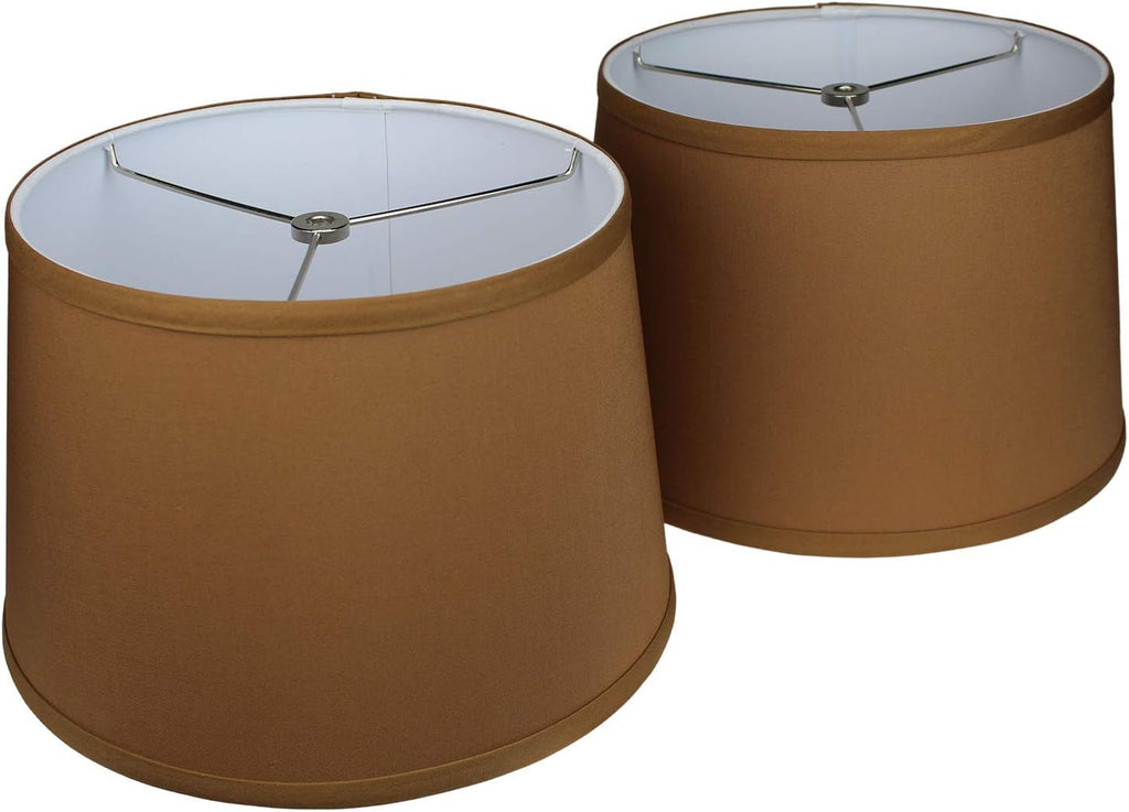 FenchelShades.com Set of 2 Lampshades 10' Top Diameter x 12' Bottom Diameter x 8' Slant Height with Washer (Spider) Attachment. Attaches to Lamps with an existing Harp (not included) (Linen Earth)