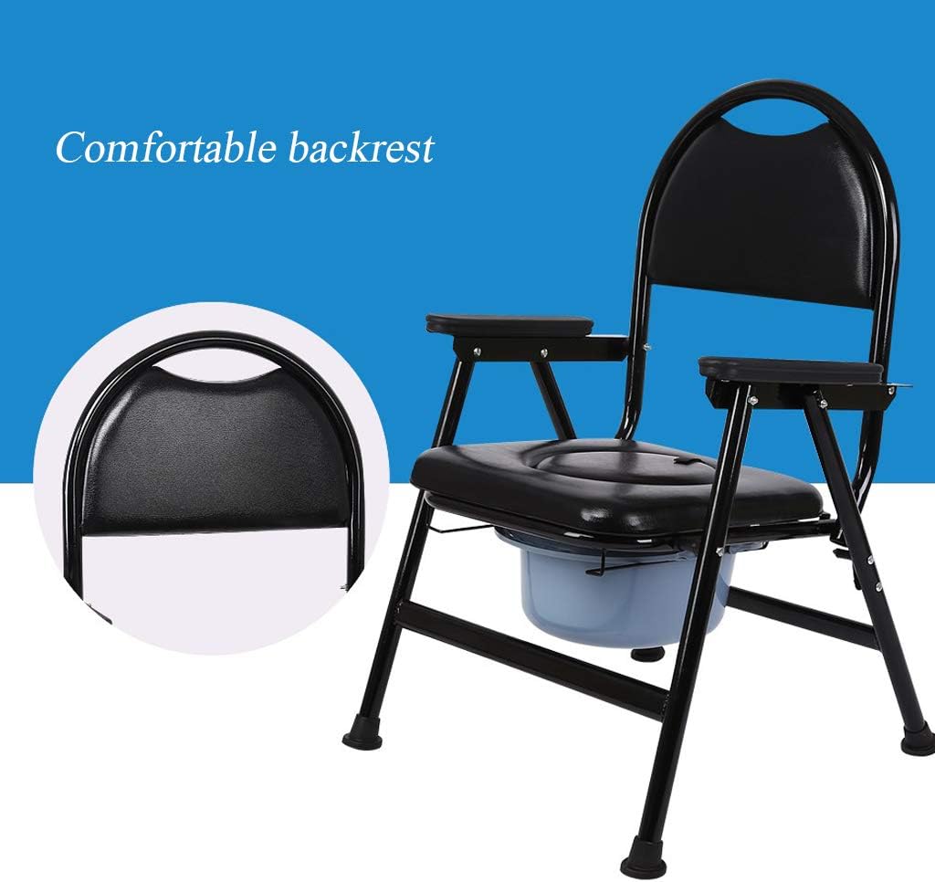 Heavy Duty Handicap Toilet Seat Bedside Commode Folding Potty Chair with Ultra-Premium Padded Non-Slip Handles and Bucket for Adults, Handicap, Elderly