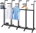 Floor Standing Metal Garment Rack - Heavy Retail Display Racks With Wheels, 10 Arms Clothing Rack, Square Tubing Portable Shirt Rack, Merchandise Display RackFor Hanging Clothes (XL-Black)