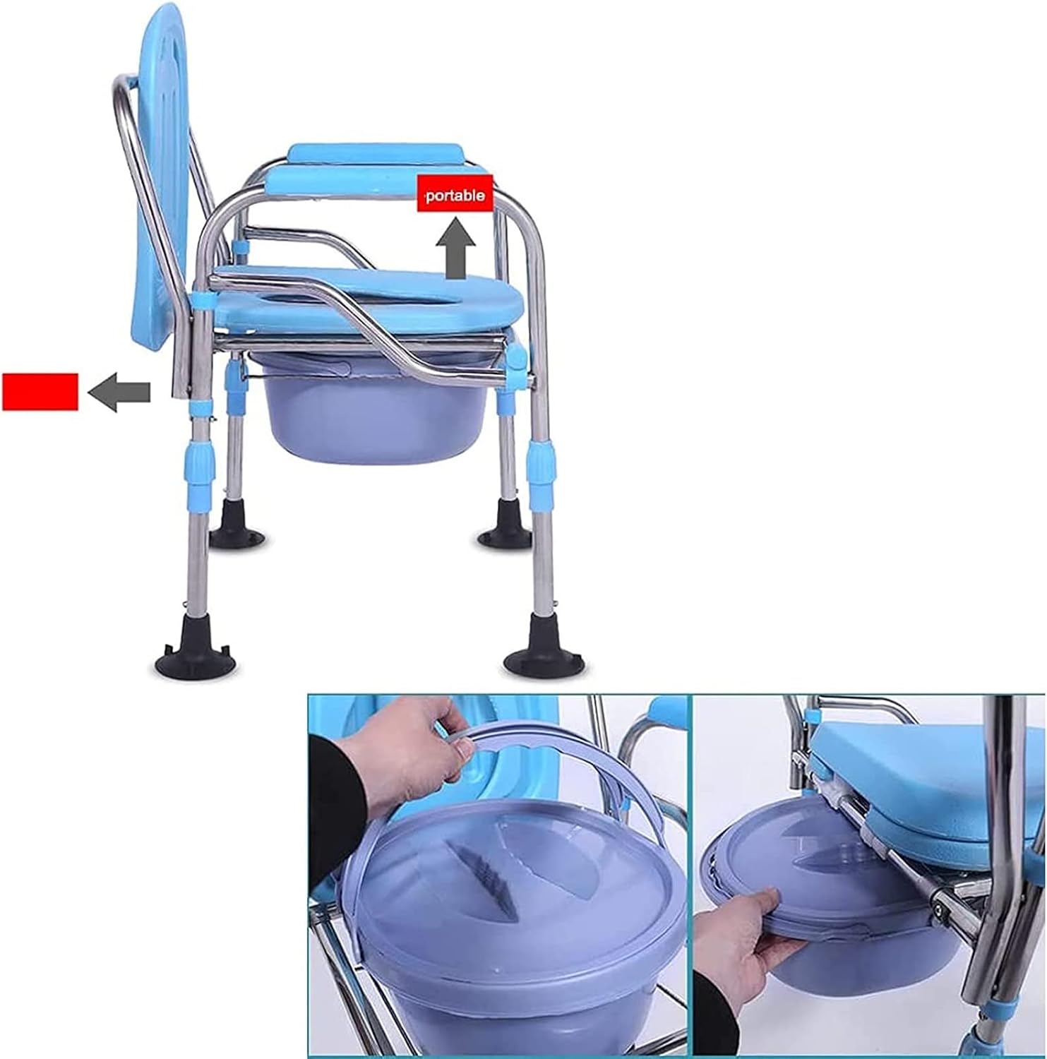 Shower Stool Bath Chair Toilet Seat Heavy Duty Drop Arm Bariatric Commode Homecare Toilet Chair with Arms and Bathroom Safety Frame for Elderly,Adults Adjustable Seat Height Easy Transfer