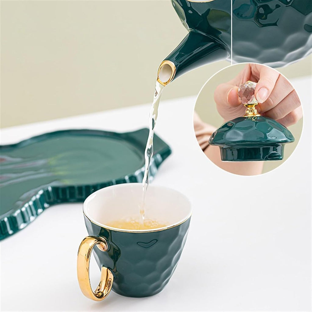Beverage Serveware Modern teacup kettle cup set household ceramic drinking cup family living room hospitality Water Carafe(Green)