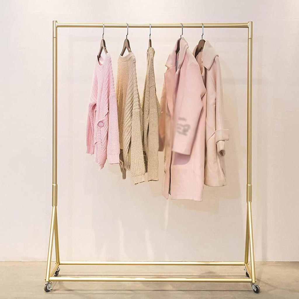 Garment Rack, Retail Display Clothing Rack, Heavy Duty Detachable Clothes Rail, Modern Simple Heavy Duty Metal Rolling Garment Rack With Wheel (80X135Cm)