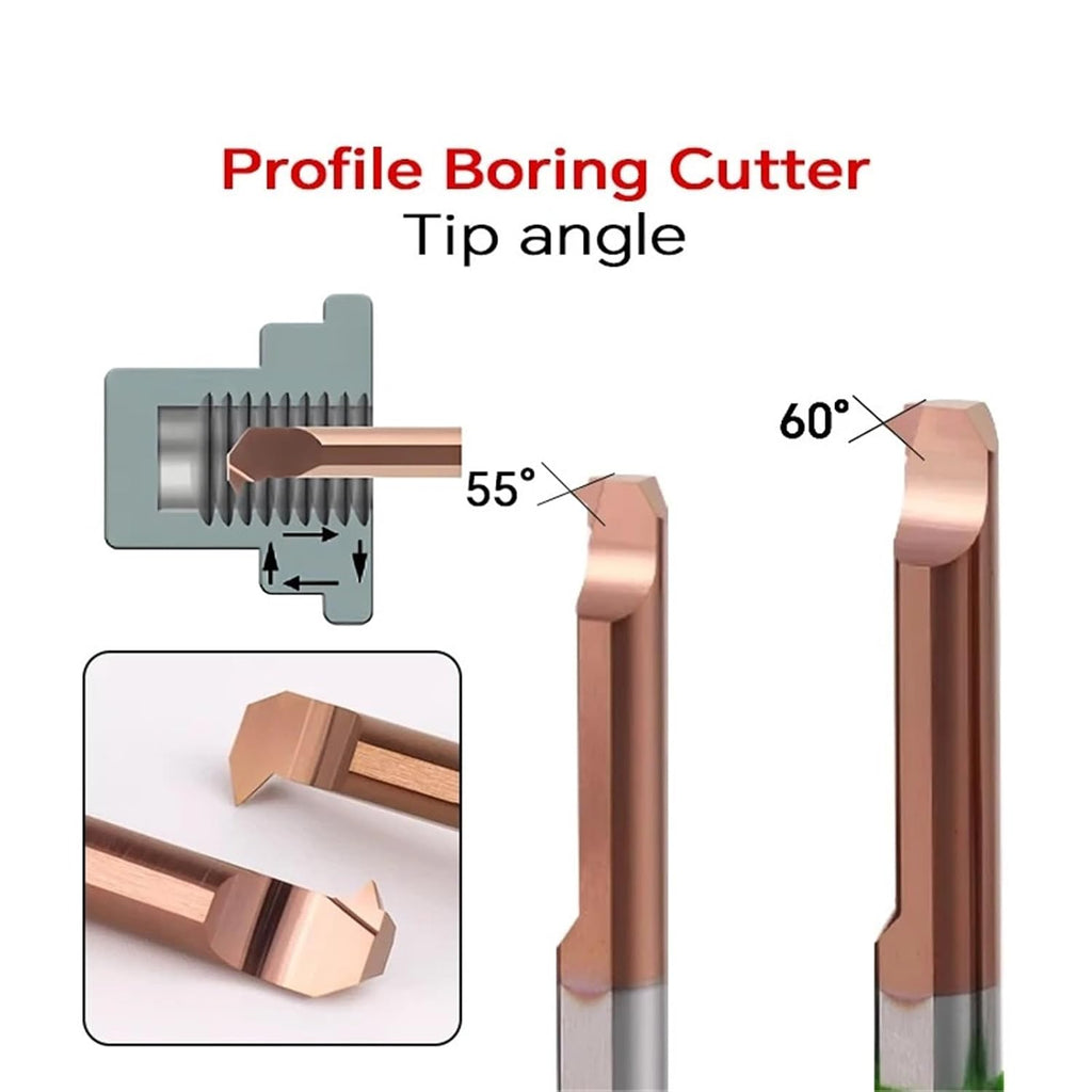 2pcs Samll Hole Thread Boring Tool MIR3 MIR4 MIR5 MIR6 MIR8 A60 L55 L15 L22 L30small Diameter Carbide Thread Tool Boring Bar(MIR8 A55 L30)
