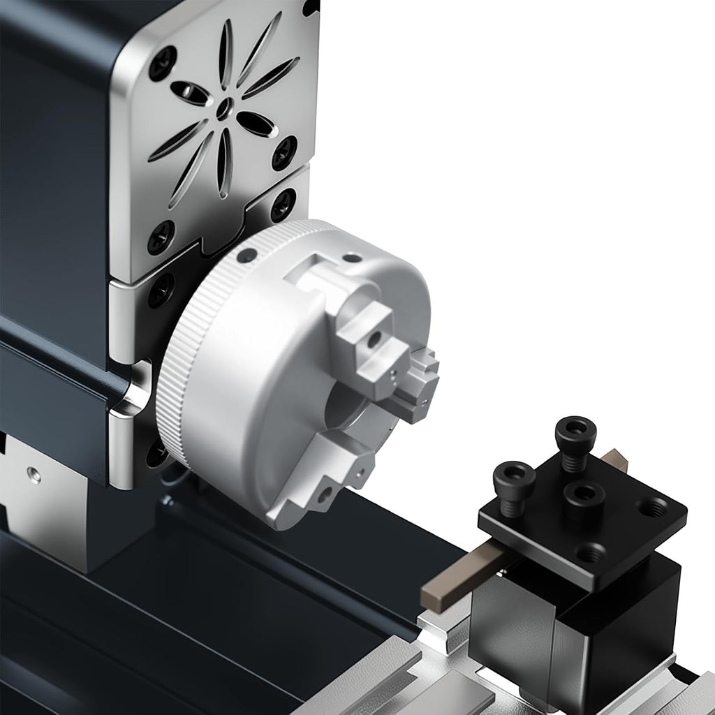 ZHRUI Electroplated all Metal Mini Miniature Didactical Metal Lathe 50mm Center 36W 20000RPM for Processing Aluminum,Wood, Plastic Materials (Heighten Style)