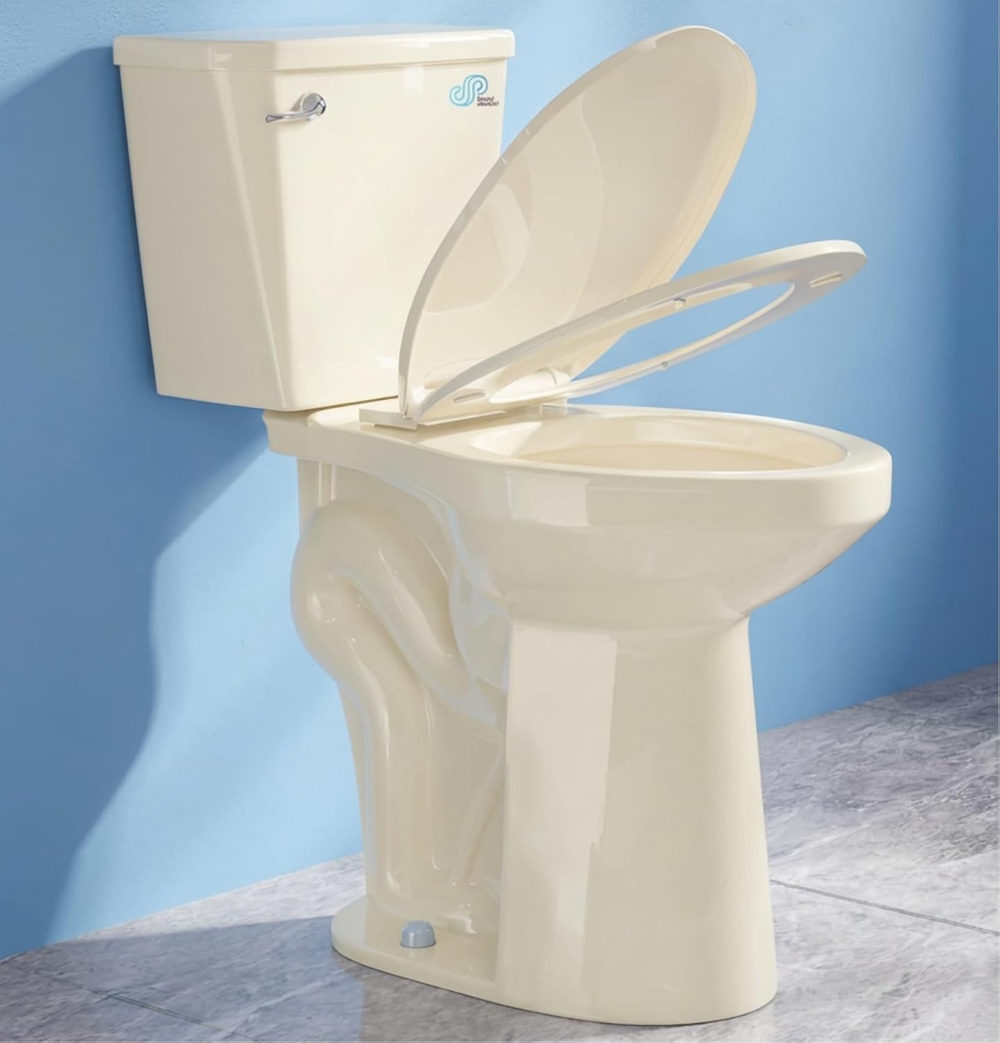 Simple Project 21 Inch High Toilet Elongated with Comfort Chair Seat, 1.28 GPF Powerful Single Flush Extra Tall Toilets, Toilet Bowl In Bathrooms ADA Comfort Height Toilet for Seniors & Tall Person