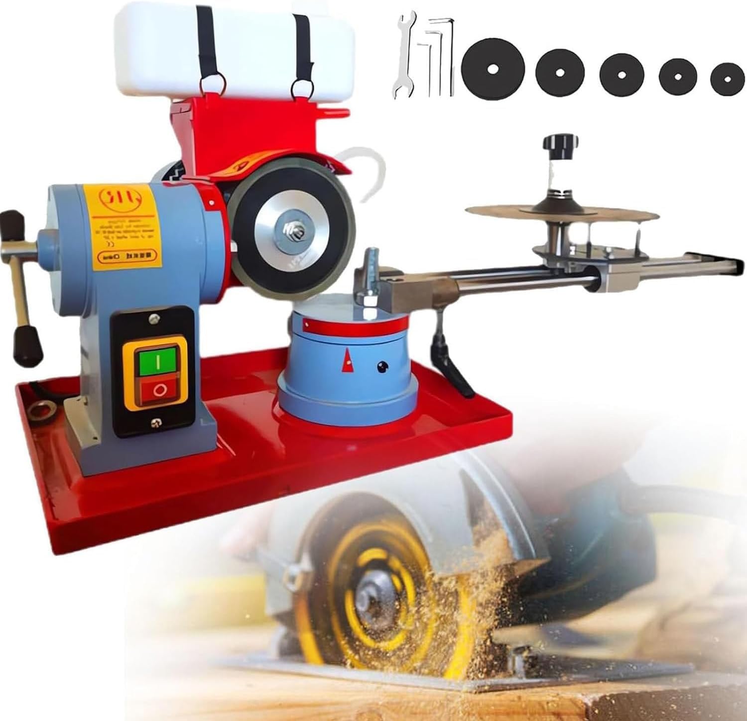 Dry Wet Circular Saw Blade Sharpener, Machine Rotary Angle Mill Sharpener,Universal Saw Blade Sharpener Machine for Sharpening Carbide Tipped Saw Blades,370W (250W)