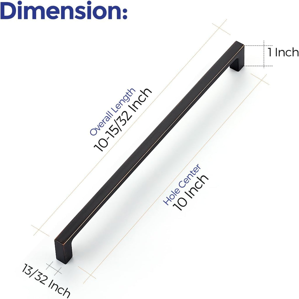 Ravinte 30-Pack 10-Inch Solid Square Cabinet Pulls - Oil-Rubbed Bronze Handles for Kitchen Cabinets & Drawers