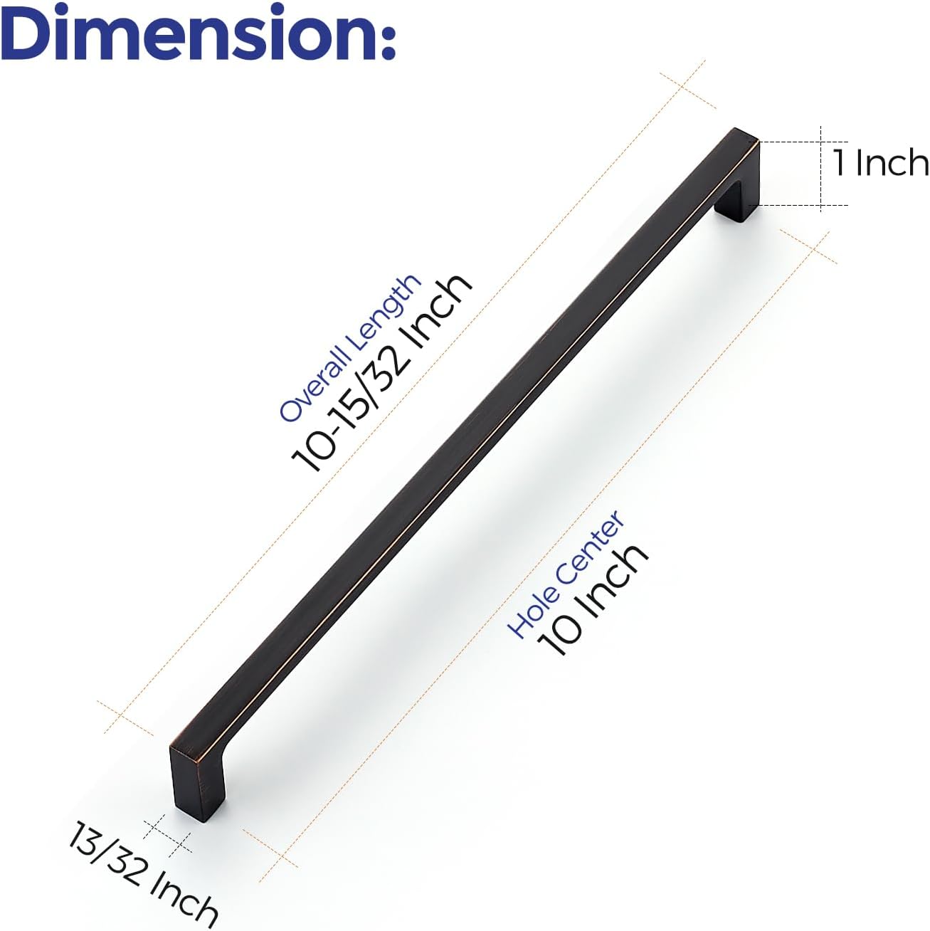 Ravinte 30-Pack 10-Inch Solid Square Cabinet Pulls - Oil-Rubbed Bronze Handles for Kitchen Cabinets & Drawers