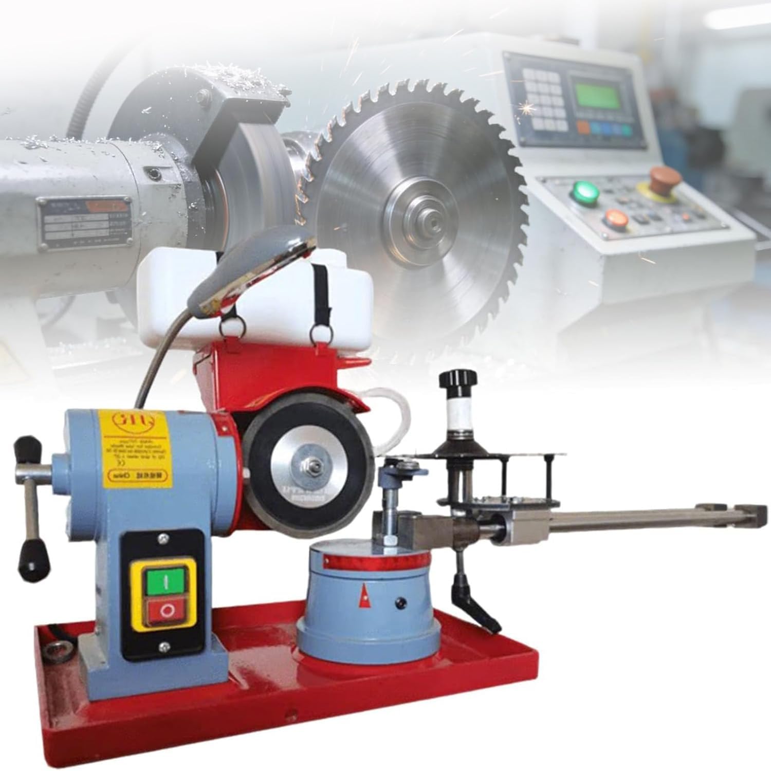 With Lights High-Power Electric Saw Blade Sharpener, Rotary Angle Mill Grinder with Water Cooling Tank for Precision Sharpening Carbide Tipped Blades 370W