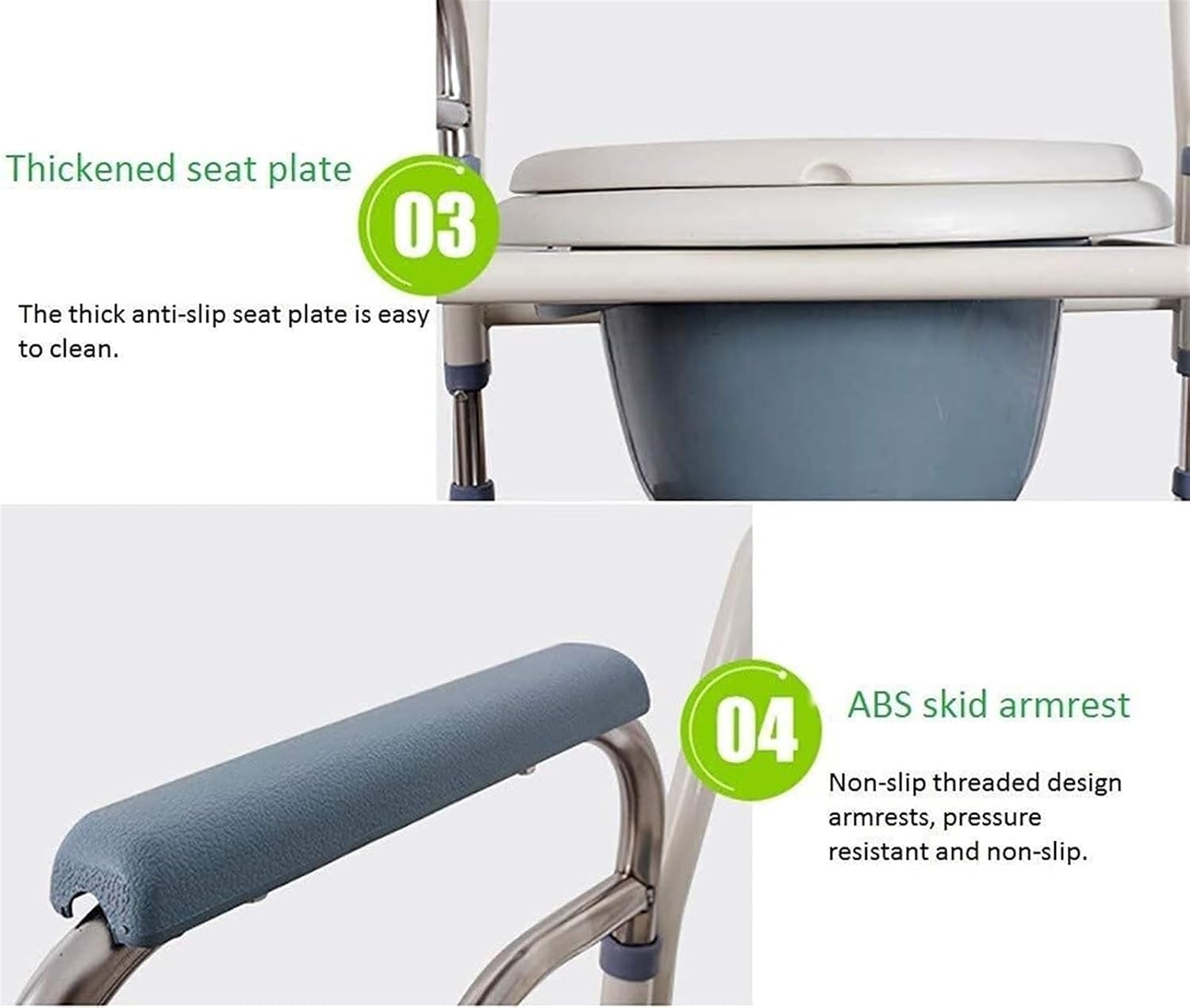 Commode Chair,Toilet Chair Toilet Seat Riser with Handles - Folding Bedside Commode Chair, Raised Toilet Seat with Padded Arms for Handicapped