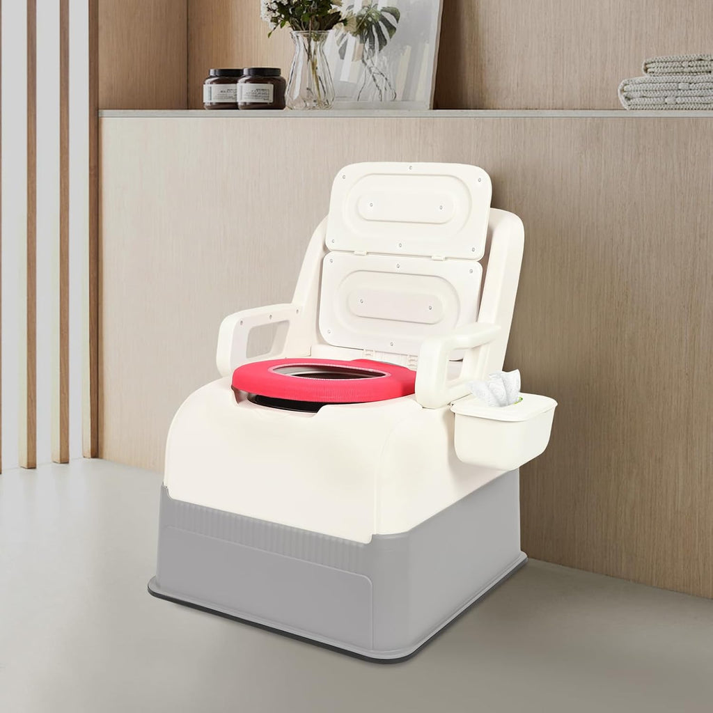 Bedside Commode Chair & Safety Toilet Seat – Heavy-Duty Portable Commode with Odor-Proof Lid & Non-Slip Armrests – Elderly, Pregnant Women, Mobility Impaired Home Care (Blue)