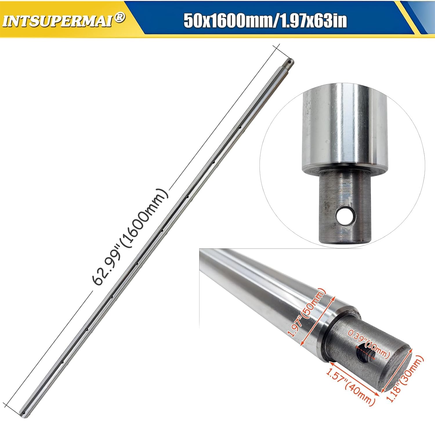 INTSUPERMAI Boring Bar of Portable Line Boring Machine Hole Drilling Machine 50x1600mm/1.97x63in Line Bore Bar Alloy Steel Material for Metal with Compact Design