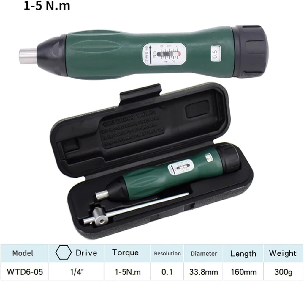 Digital Torque Wrench, High Precision Adjustable Torque Screwdriver 0.4-10NM 1/4 Hexagonal Hole Reaches The Preset Value And Is Non-slip,Electronic(0.4-2NM)