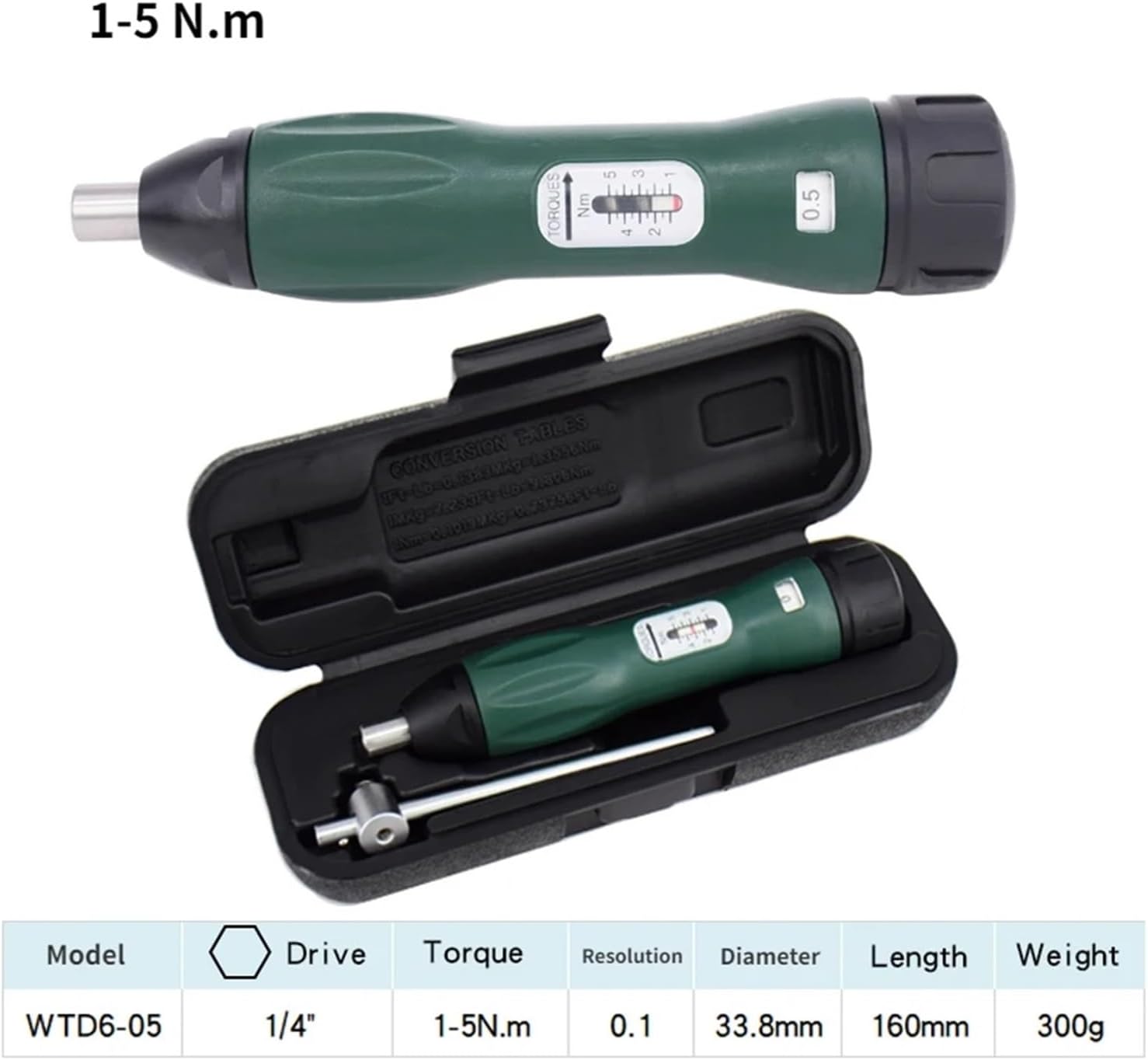 Digital Torque Wrench, High Precision Adjustable Torque Screwdriver 0.4-10NM 1/4 Hexagonal Hole Reaches The Preset Value And Is Non-slip,Electronic(0.4-2NM)