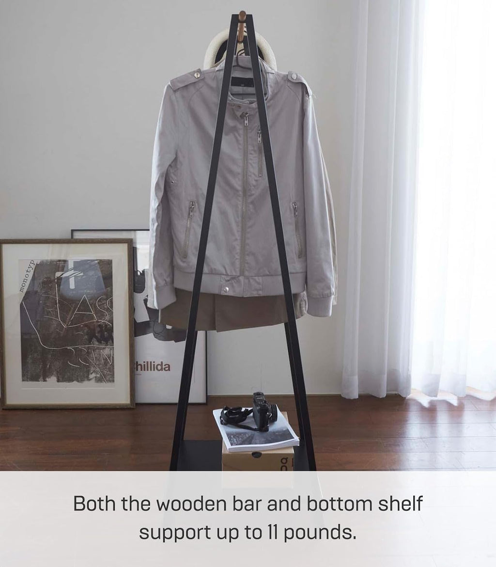YAMAZAKI Home Tower Freestanding Coat Hanger Clothes Rack With Shelf, 55' - Steel