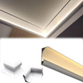 Led Light Strip Ceiling Diffuser Channel with Corner, Home Decor Indirect Lighting Track for Office Theater, Plaster Decorative Caps(White,2 m/6.5 ft)